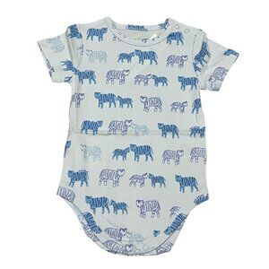 Janie & Jack One Piece Baby Boys Signature Tiger Cotton Romper Sz 3-6 Months Blu